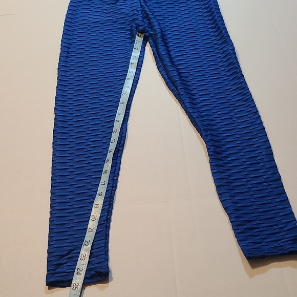 Comfy Womens Blue Leggings Elastic Waist NWOT Medium Ruched Bottom - Picture 6 of 8